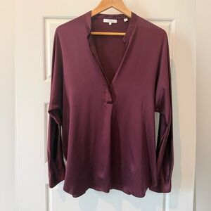 $325 Vince 100% Silk Split Neck Blouse